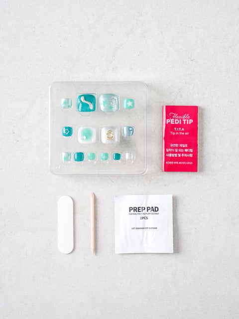 [✈️KOREA] Daiso - Titapress Pedi Tips 14pcs Green