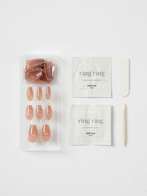 [✈️KOREA] Daiso - Ring Ring Coffin Nail Tips 24pcs Rose Pink