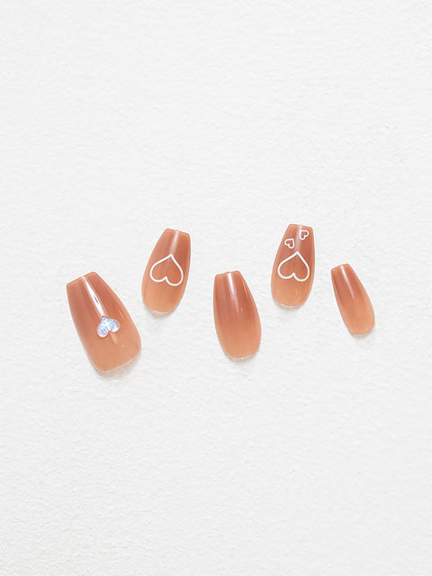 [✈️KOREA] Daiso - Ring Ring Coffin Nail Tips 24pcs Rose Pink