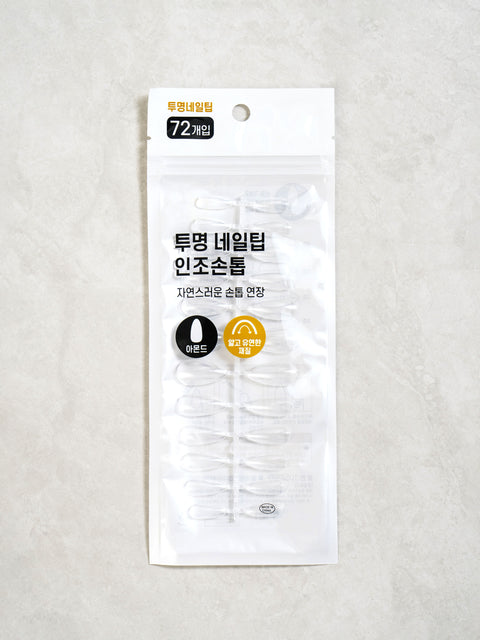 [✈️KOREA] Daiso - Almond Clear Nail Tips, 72 Pieces
