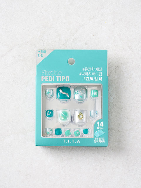 [✈️KOREA] Daiso - Tita Press Pedi Tips 14pcs Green
