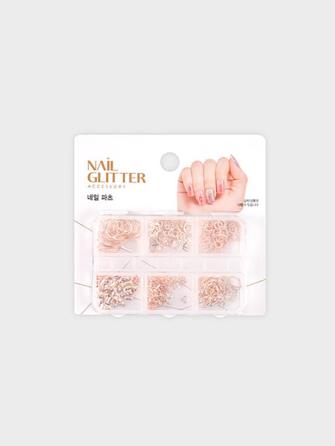 [✈️KOREA] Daiso - Rose Gold Nail Parts 6 Types (Including Case)