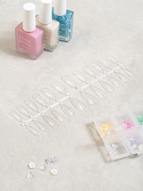 [✈️KOREA] Daiso - Almond Clear Nail Tips, 72 Pieces